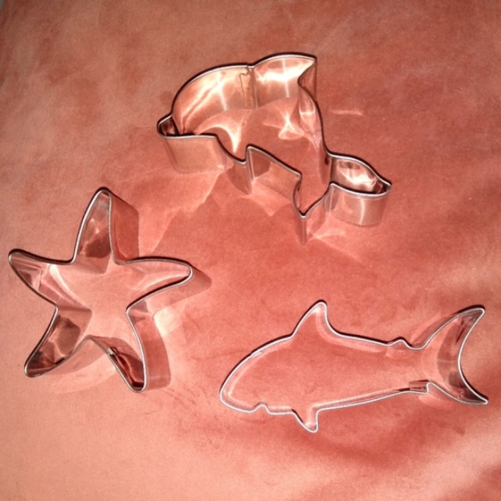 Set of 3 Shark Starfish Dolphin Cookie Cutters Animal Cookies Beach Theme Party